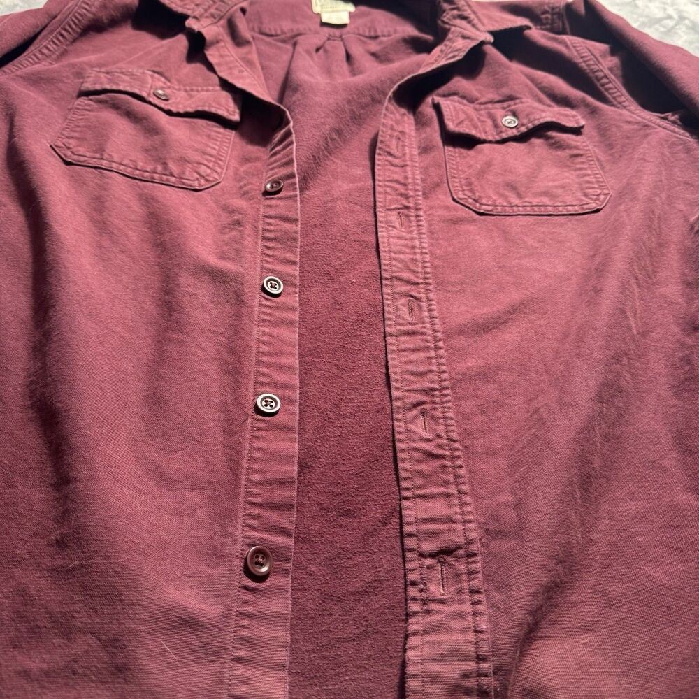L.L. Bean Shirt Men’s XL Tall Burgundy Corduroy Button Front Traditional Fit - Picture 3 of 7
